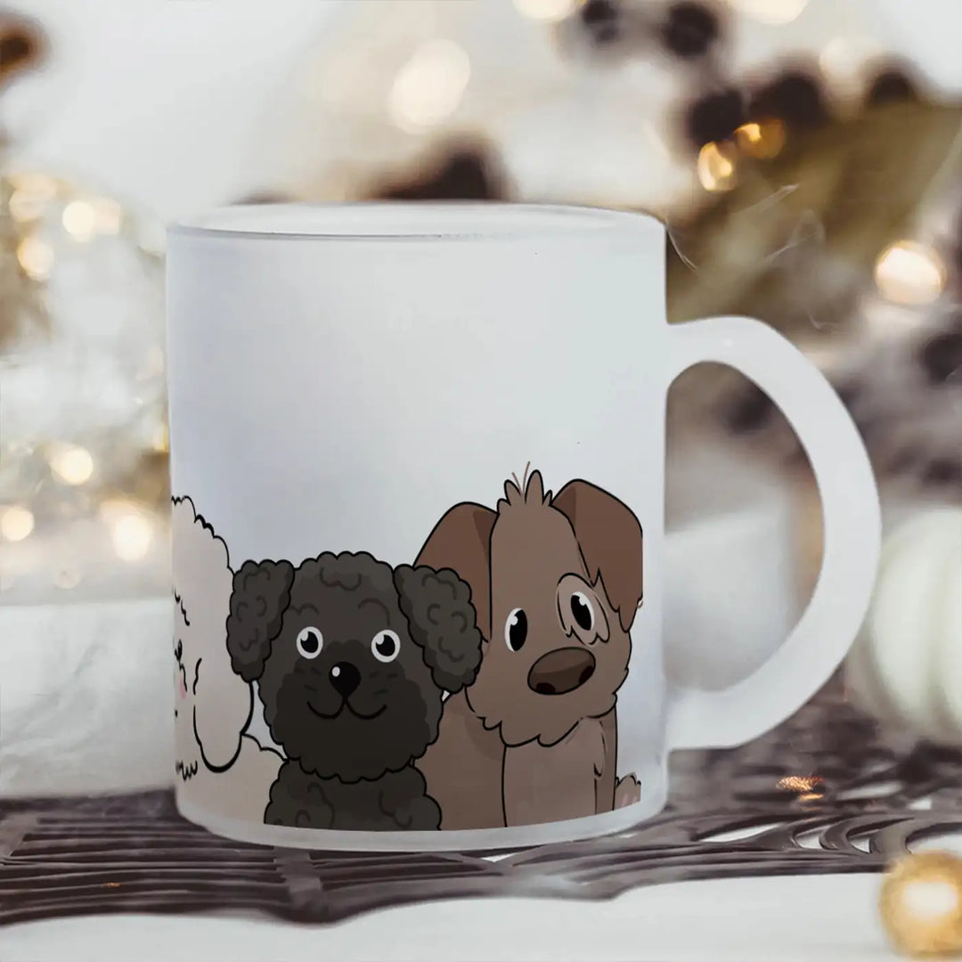 Printed Dog Theme Glass Mug | 350 ML