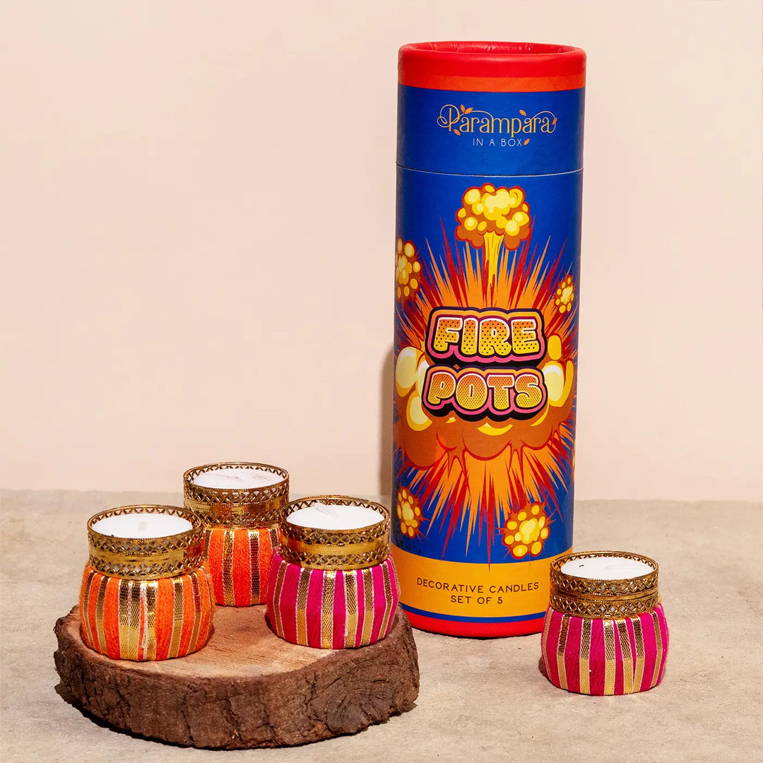 Assorted Handmade Gota Patti Decorative Tealight Holder | Set Of 4