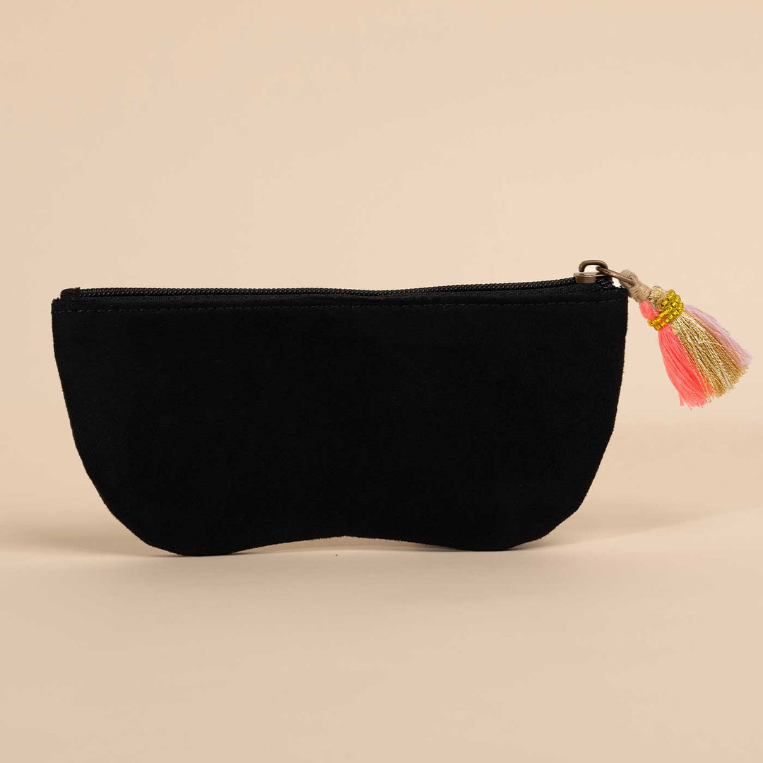Handmade Embroidered Girlboss Design Suede Sunglass Cover