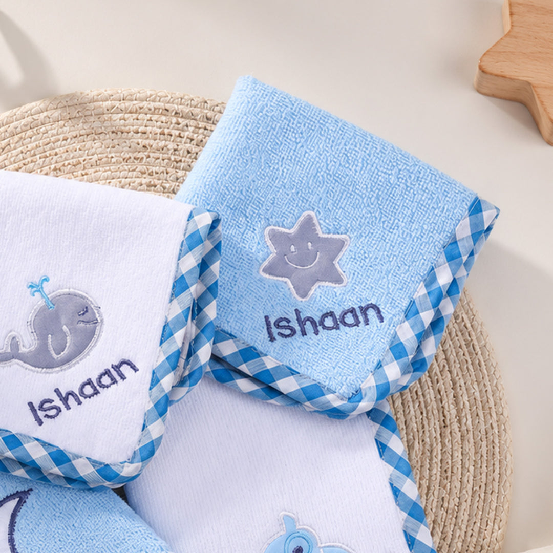Personalised Lil Star Baby Boy Cotton Napkin Set | Pack of 4
