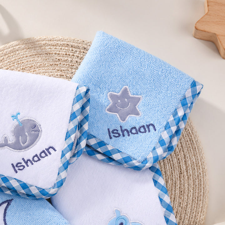 Personalised Lil Star Baby Boy Cotton Napkin Set | Pack of 4