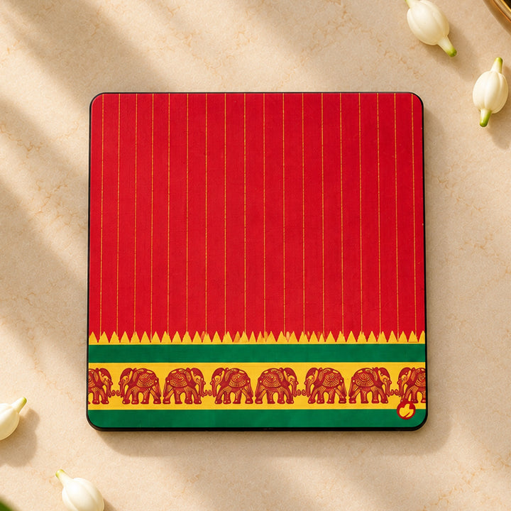 Set Of 6 | Traditional Silk-Inspired Kanchipuram Weaves Coaster Set