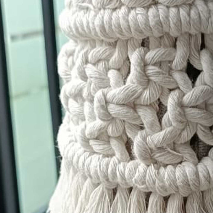 Set Of 2 | Handmade Macrame Knots And Fringes Design Cotton Curtain Tie-Back