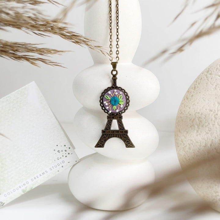 Hand Embroidered Love In Loops Antique Finish Necklace