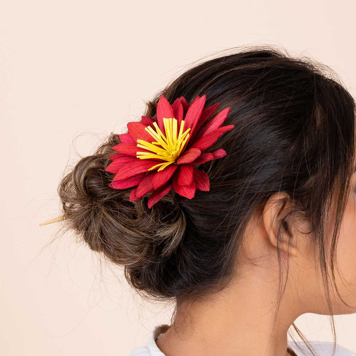 Handmade Water Lily Design Bamboo Bunstick