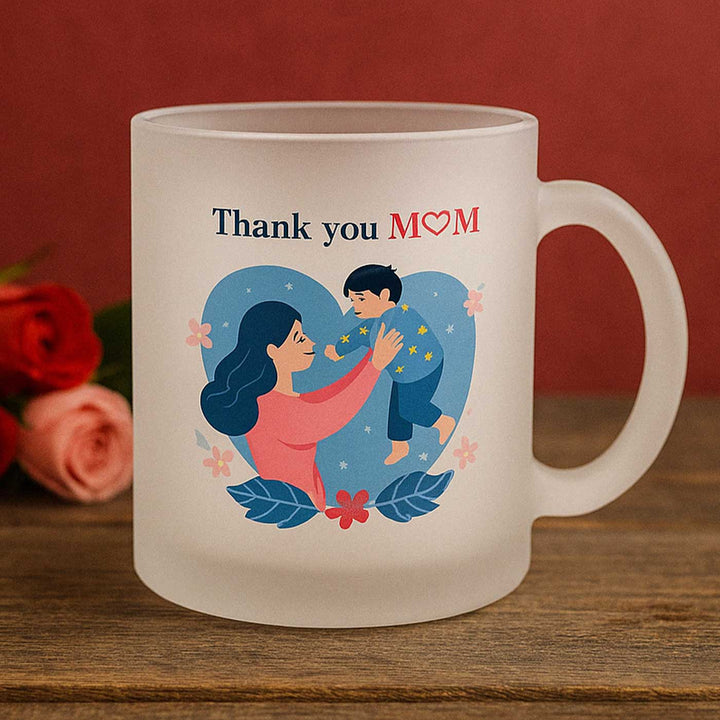 Printed Mother And Child Theme Glass Mug