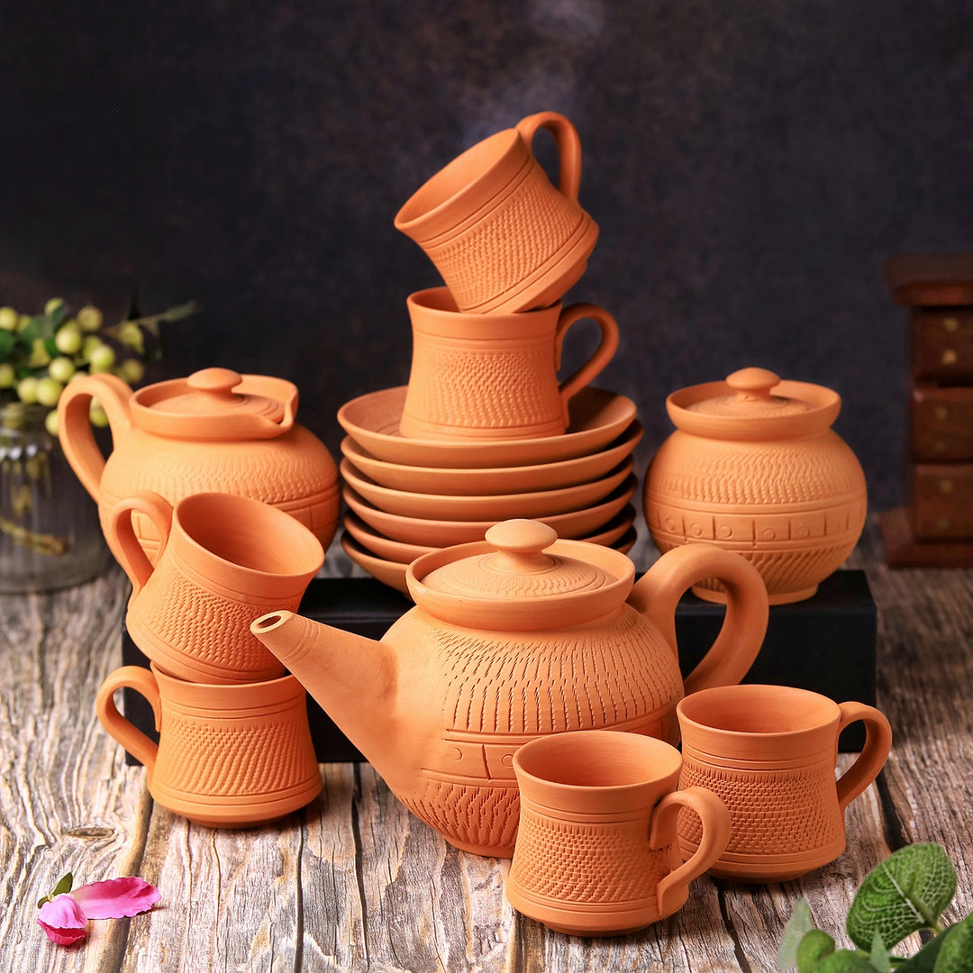 Handmade Maharaja Terracotta Tea Set | Set Of 15