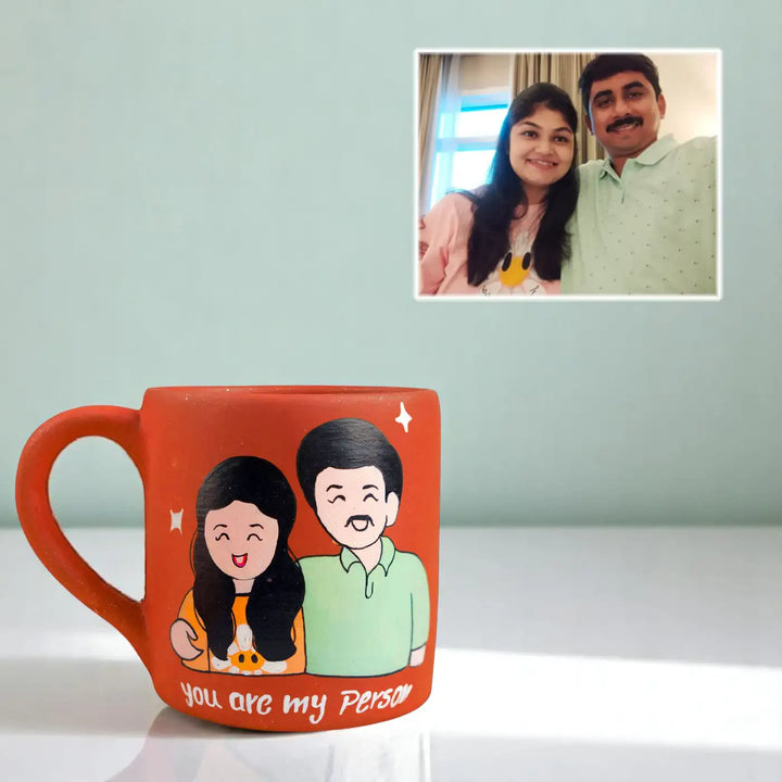 Photo Personalized Hand-Painted Couples Design Terracotta Mug