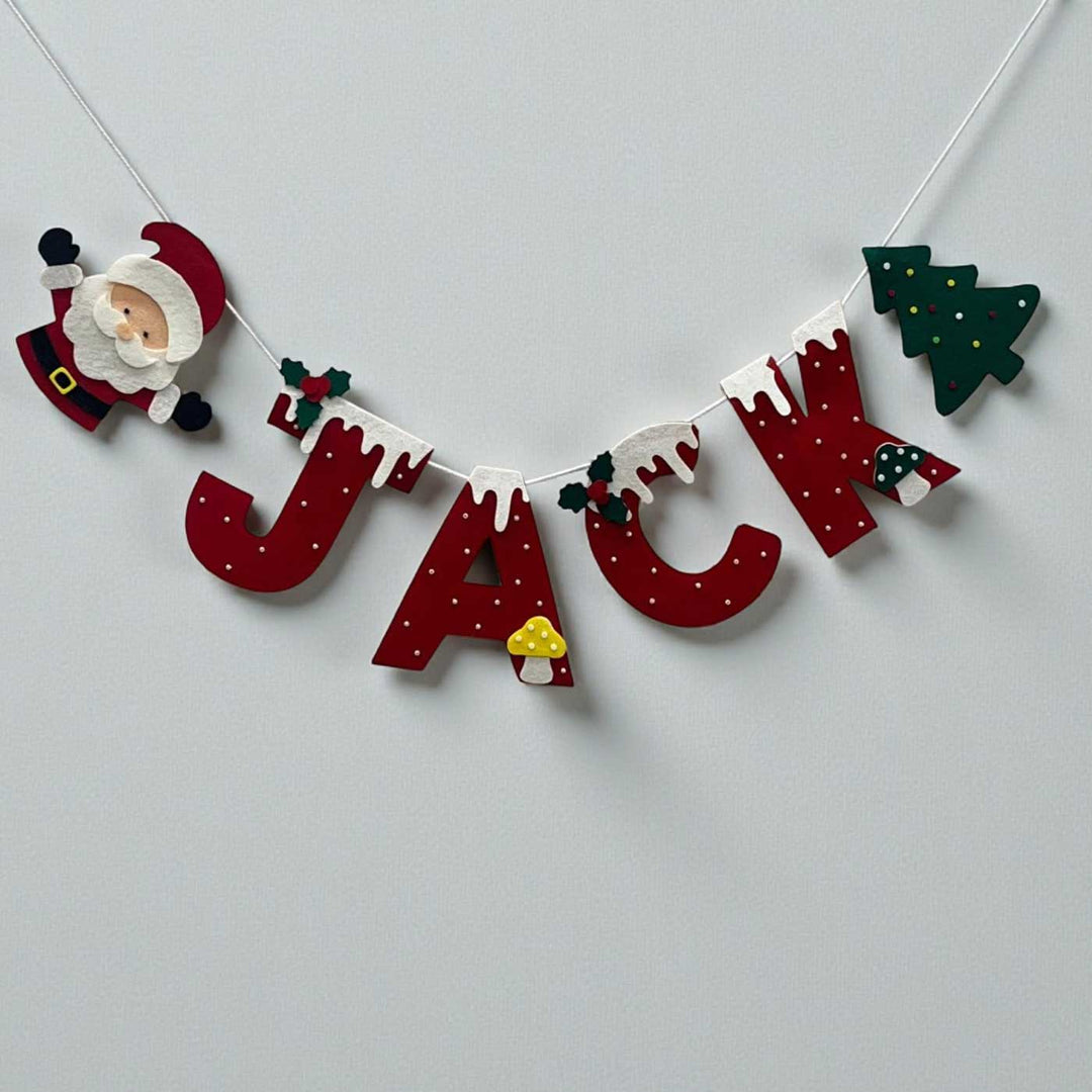 Personalized Handmade Santa's Tree Festival Bunting