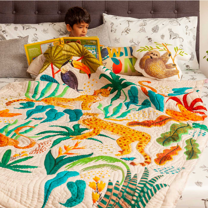Personalized The Forest Is My Playground Theme Cotton Quilt For Kids