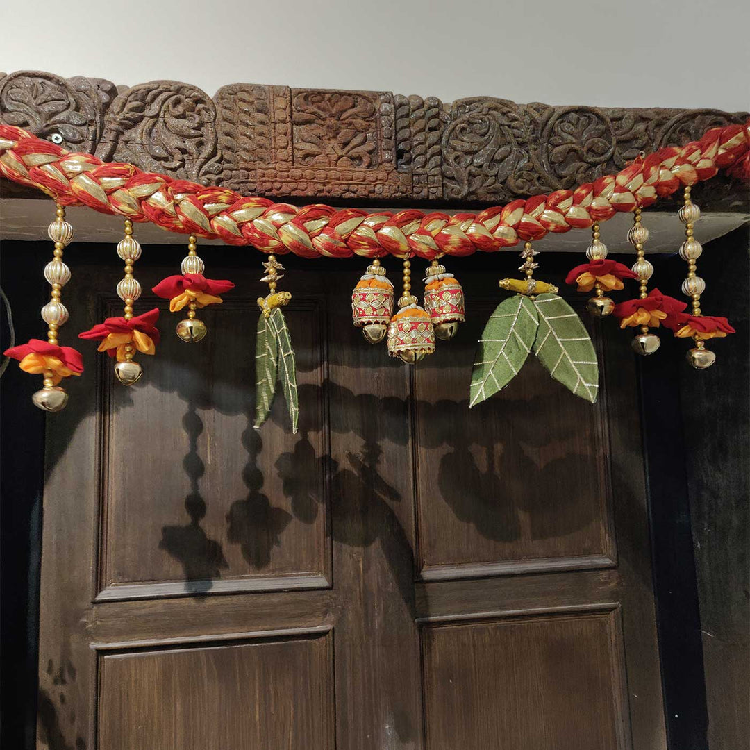 Handmade Moli & Haldi Gaanth Braided Banderwal Toran with Bells