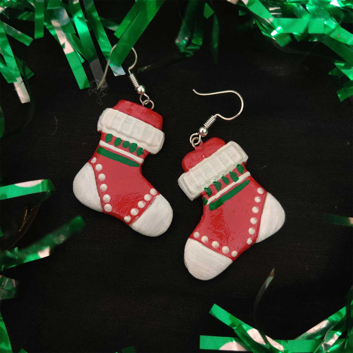 Handmade Christmas Stocking Clay Earrings | Secret Santa Gift Ideas