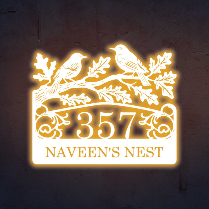 Personalized Laser Cut Birds Theme Steel Name Plate