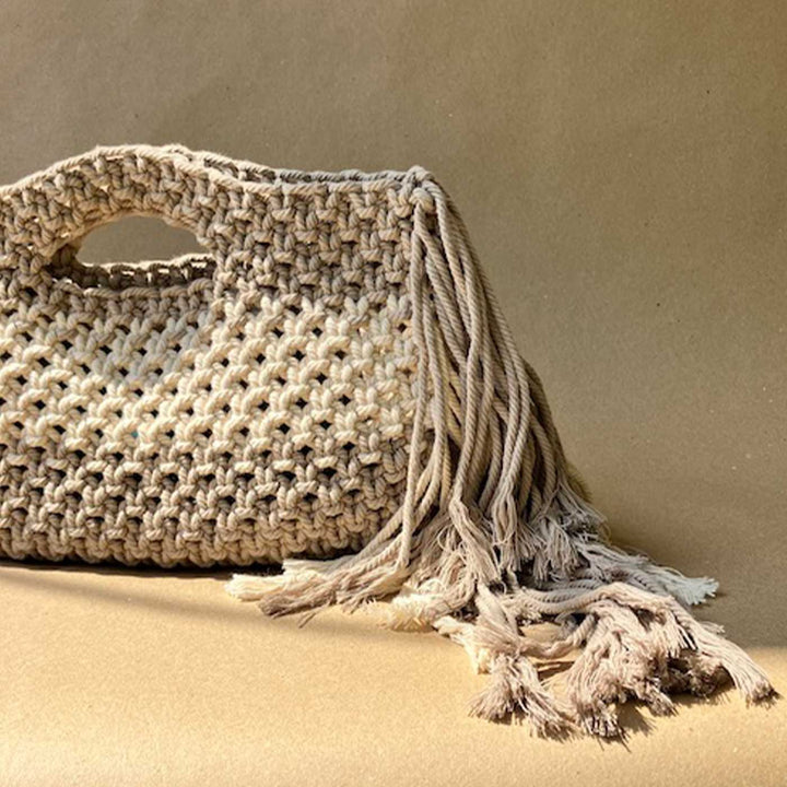 Handmade Macrame Fringe Fest Clutch Bag