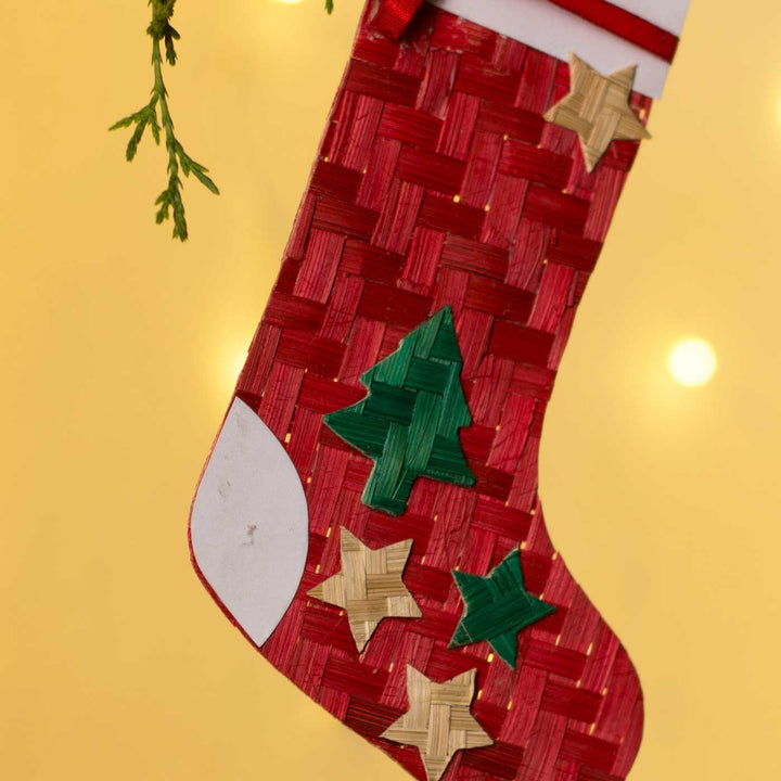 Handmade Bamboo Stocking Hanging Christmas Ornaments