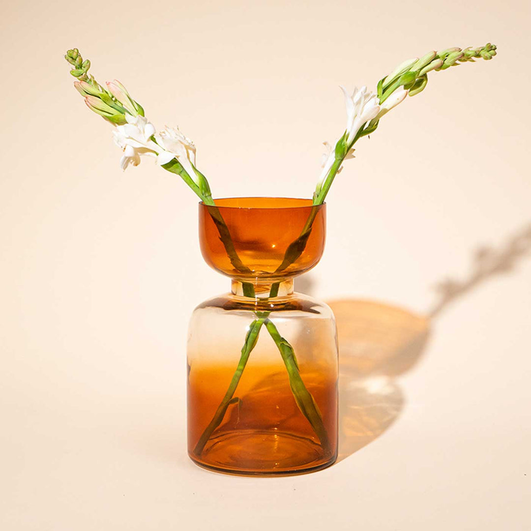 Handmade Ombre Haze Brown Glass Vase