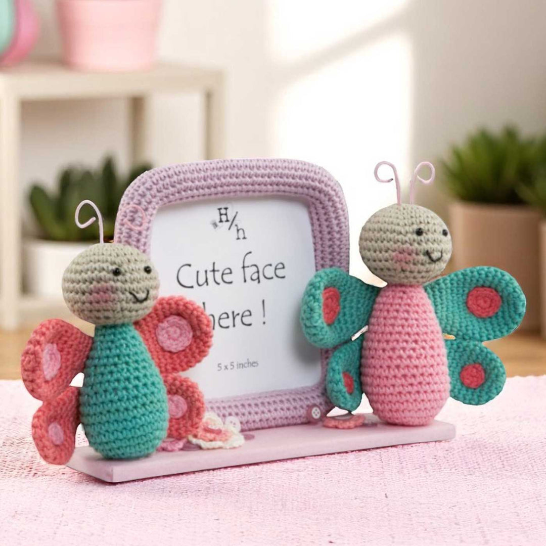 Handmade Crochet Butterfly Photo Frame for Kids