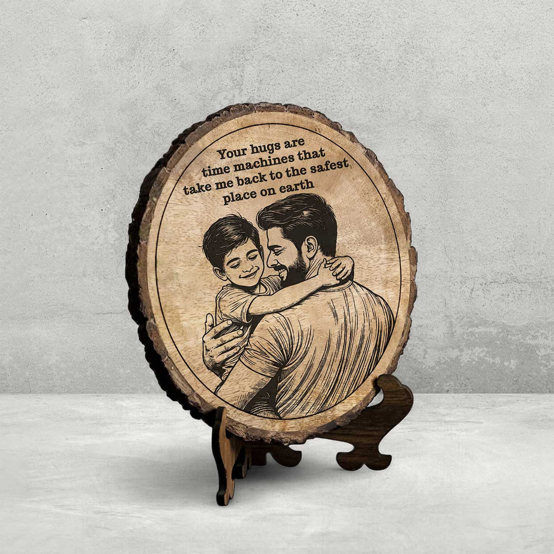 Personalized Hand Carved Engraved Dad And Son Theme Wooden Decorative Plaque