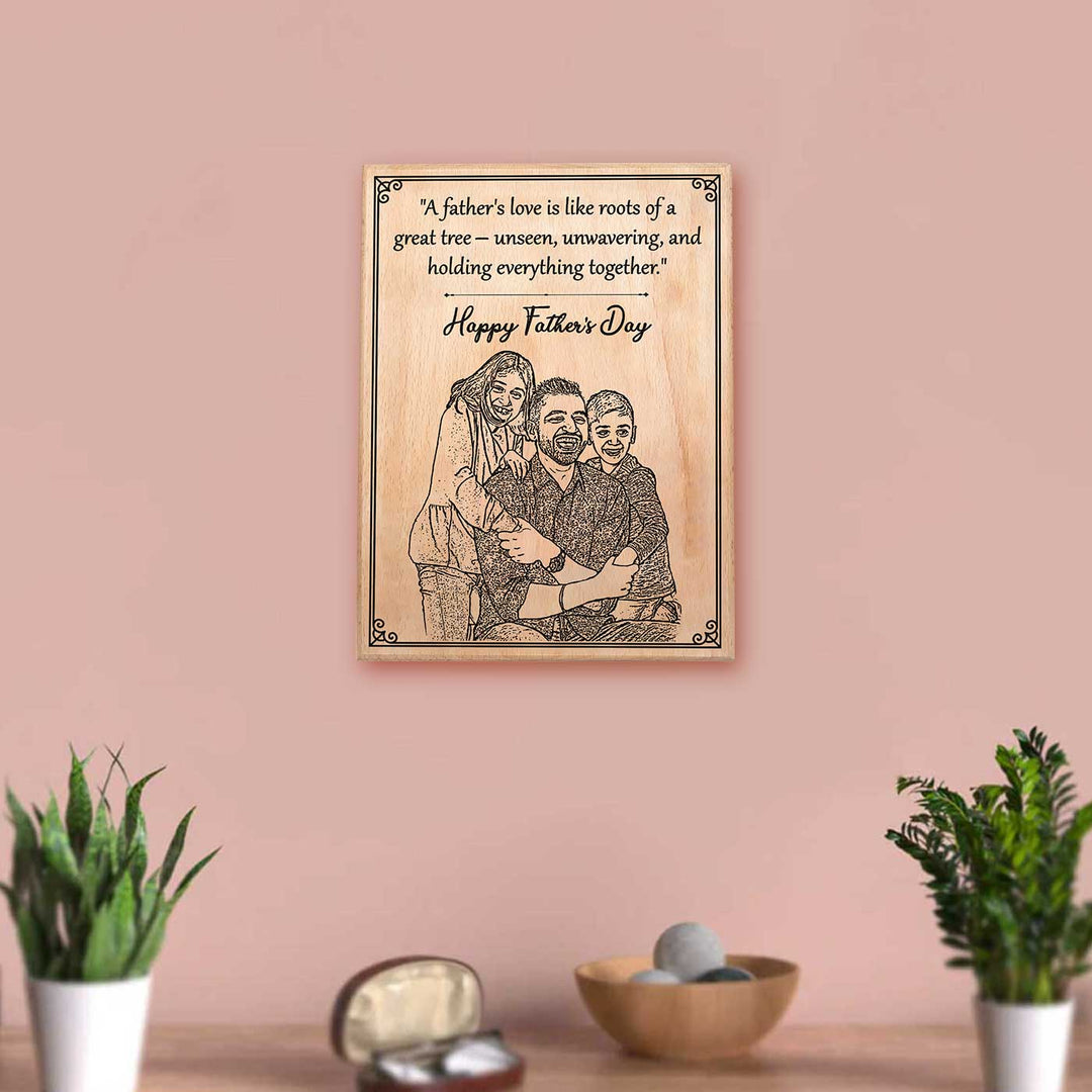 Personalized Hand Carved Engraved Father's Day Theme Wooden Decorative Plaque