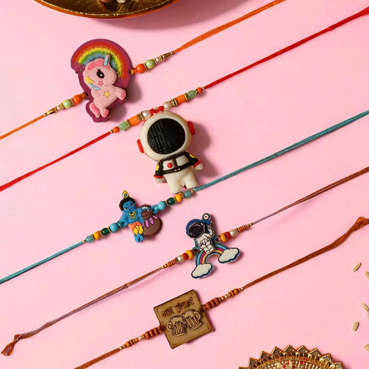 Handmade Cute Rakhi With Roli Chawal | Set Of 5