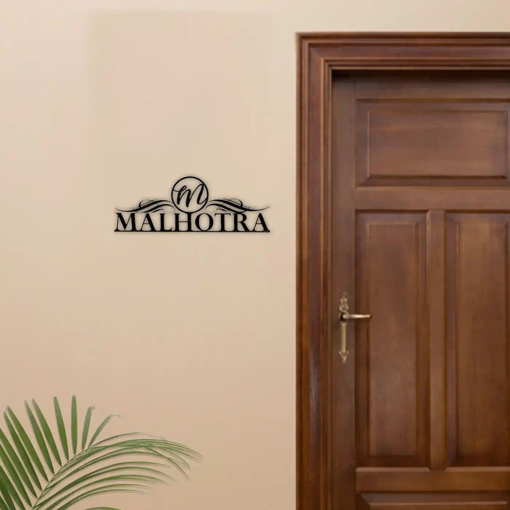 Personalized Laser Cut Minimal Black Metal Name Plate