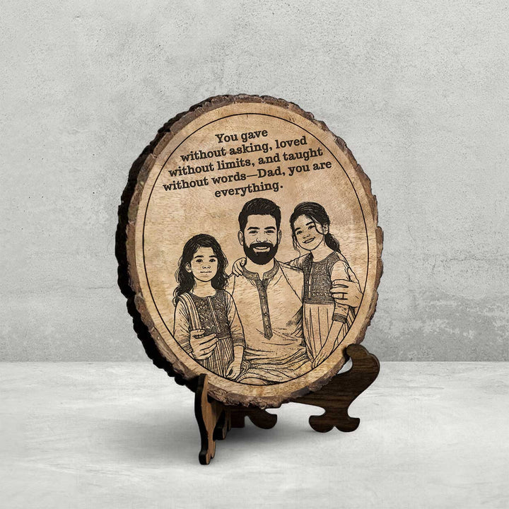 Personalized Hand Carved Engraved Dad And Daughters Theme Wooden Decorative Plaque