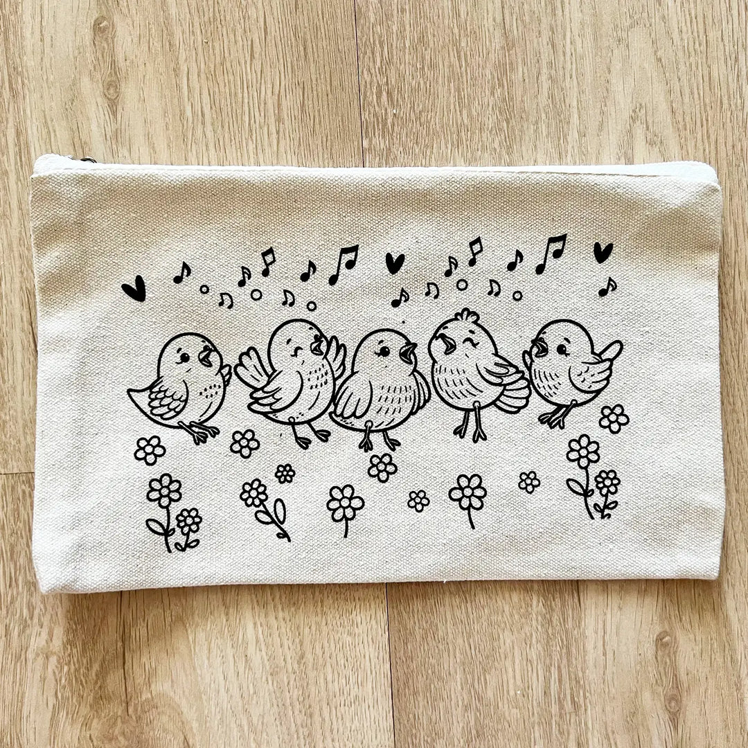 DIY Colour It Yourself Little Birds Cotton Pouch For Kids