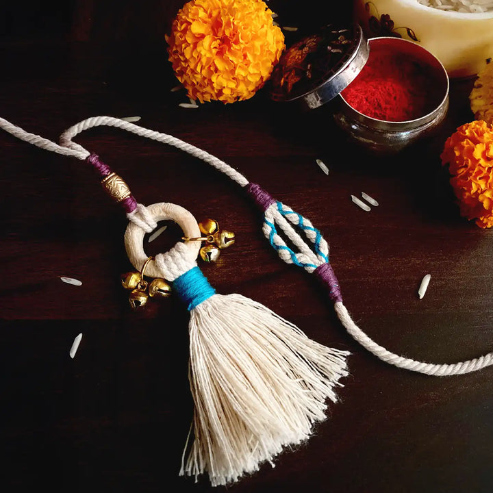 Handmade Ecofriendly Raksha Sutra Bhaiya Bhabhi Rakhi With Roli Chawal | Set Of 2