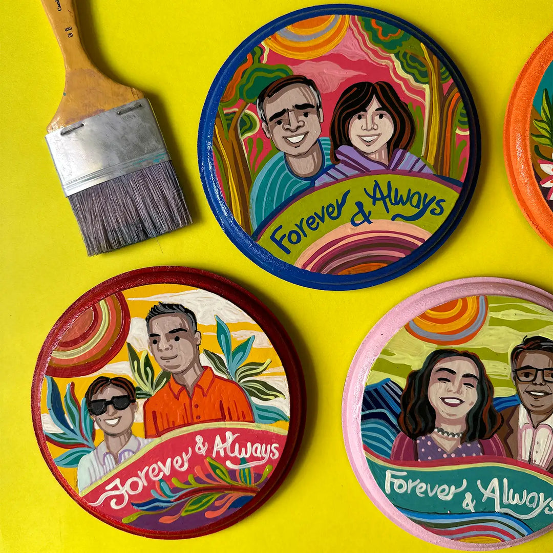 Photo Personalized Hand-Painted Pop Art Illustrated Caricature Rakhi Hamper | Includes 1 Fridge Magnet, 1 Rakhi