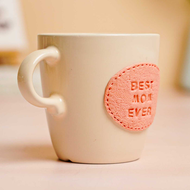 Personalized Hand-Painted Polymer Clay Best Mom Ever Theme Ceramic Mug