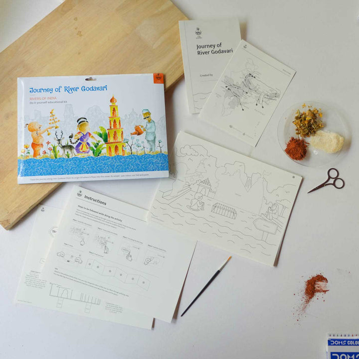 Yamuna Rivers of India DIY Kit | 11 Coloring Templates, 1 Map Of India And Instruction Sheet