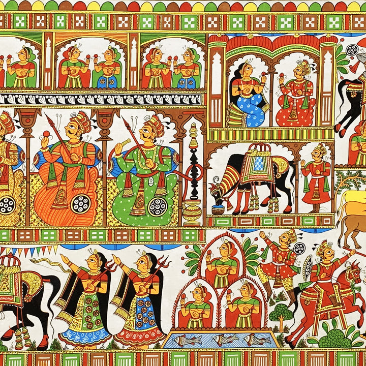 28 X 60 Inch | Story of Pabuji Paper Phad Painting