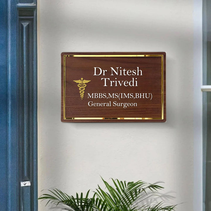 Personalised Wooden Name Plate For Doctor