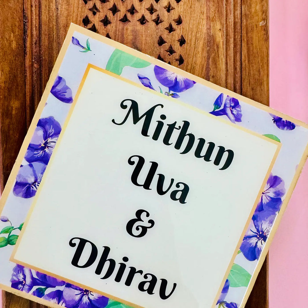 Personalized Botanical Theme Resin Name Plate