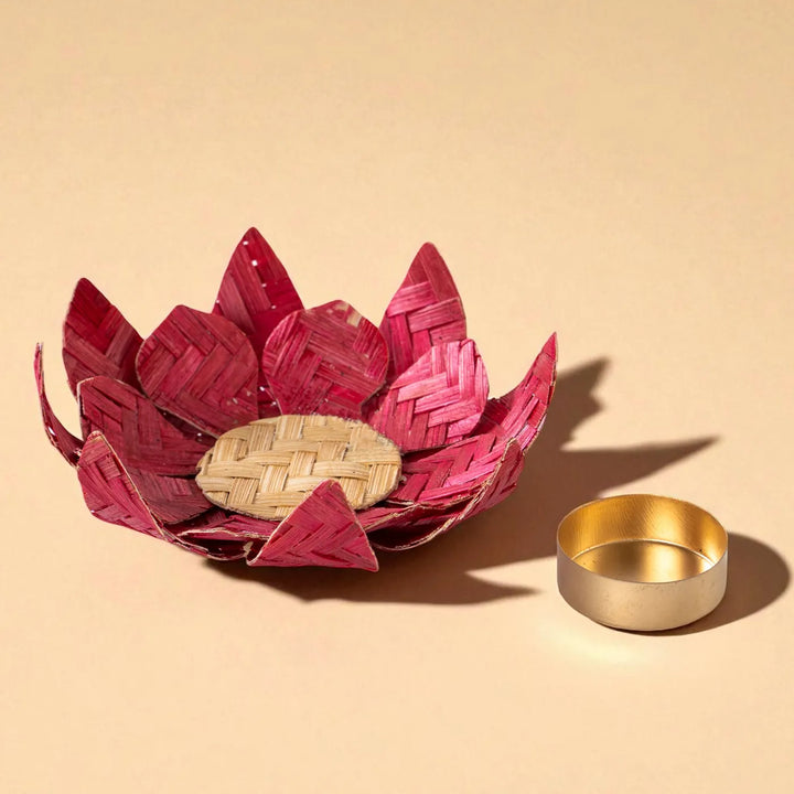 Lotus Eco-Friendly Handmade Woven Bamboo Tealight Holder