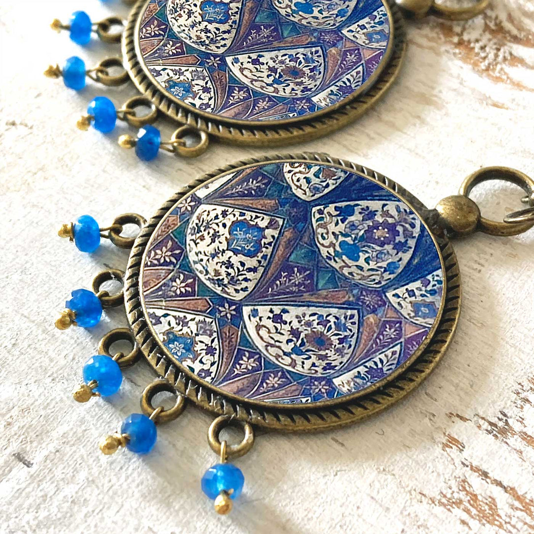 Safdarjung Tomb Inspired Blue Geometry Metal Earrings