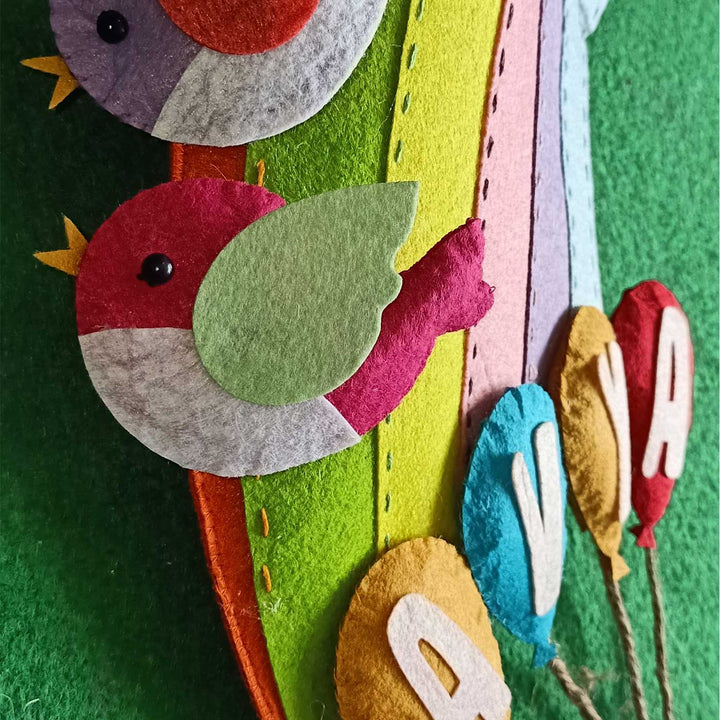 Handcrafted Personalized Rainbow with Swing Felt Name Plate for Siblings