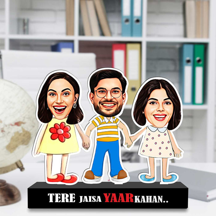 Photo Personalized Printed Siblings Theme Acrylic Caricature Cutout With Stand