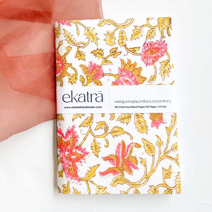 Pink Leafy Floral A5 Journal