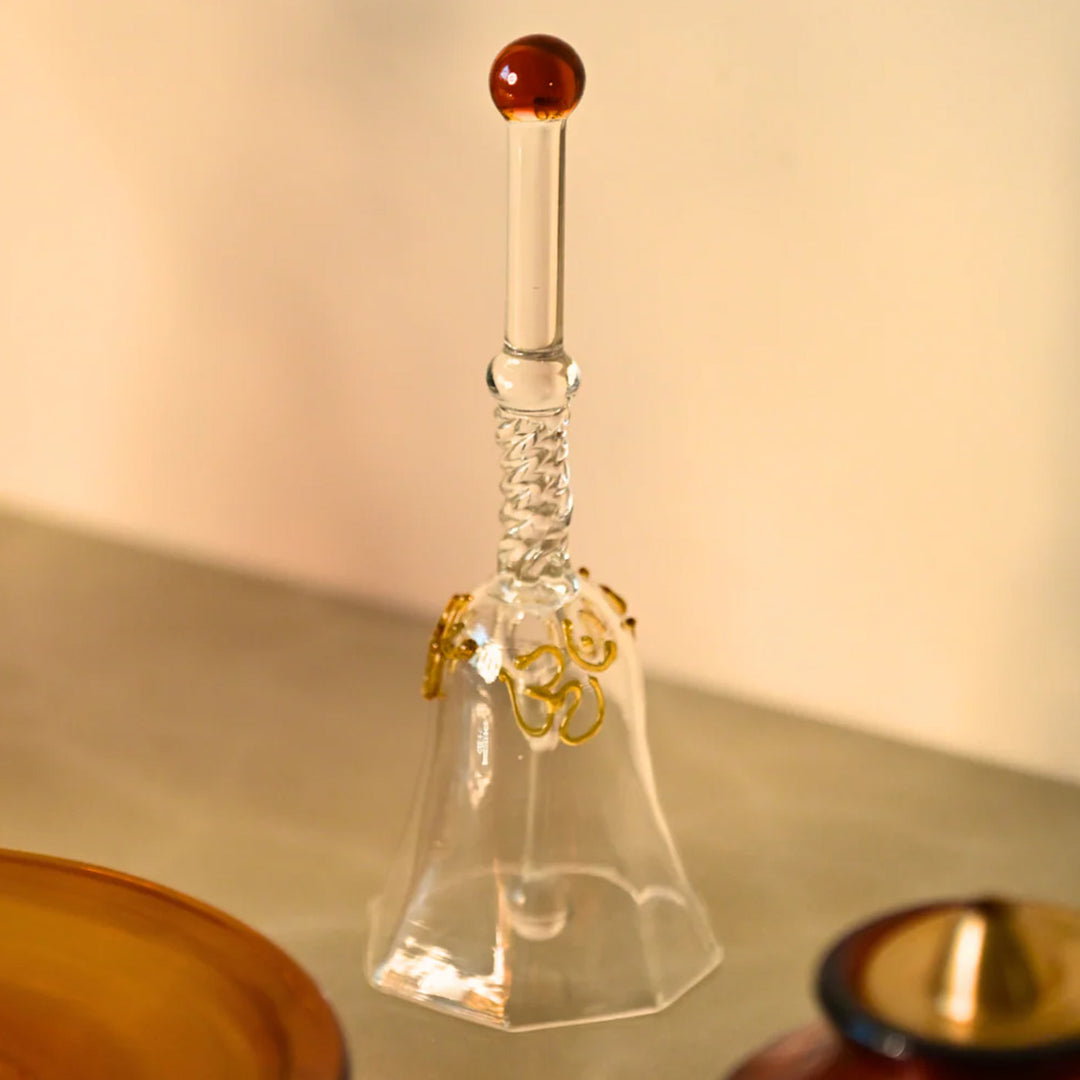 Handmade Amber Ringing Glass Bell | 5.9 inch