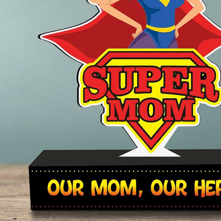 Photo Personalized "Super Mom" Theme MDF Wood Caricature Cutout For Mothers