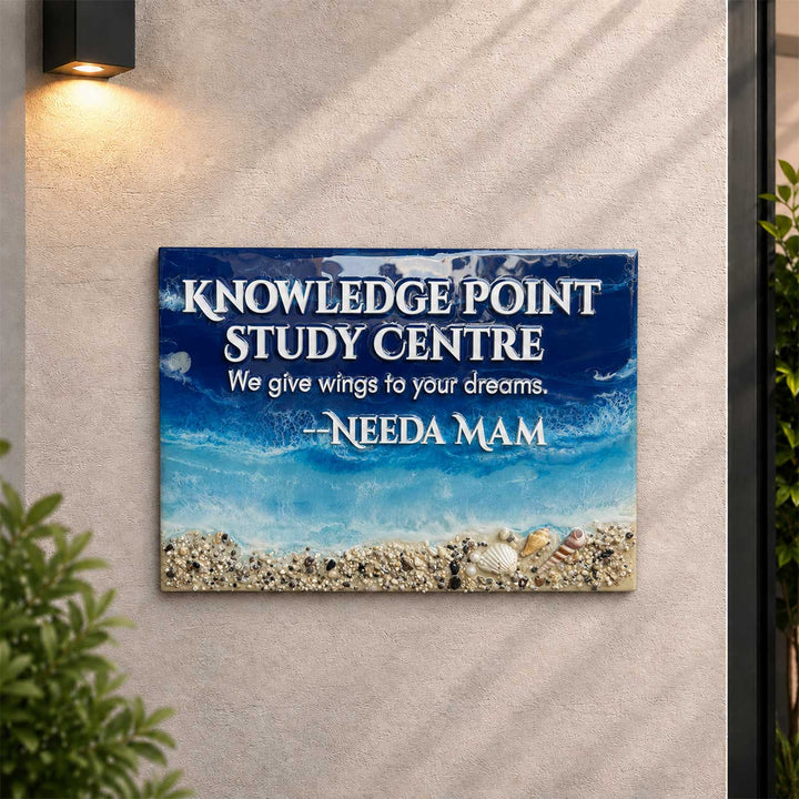 Personalized Handcrafted Beach Theme Resin MDF Name Plate For Business