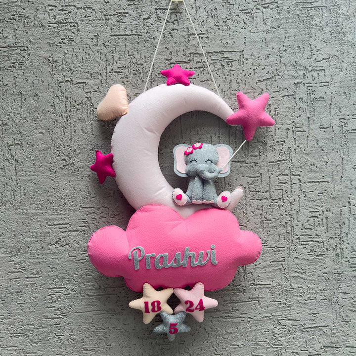 Personalized Handmade Elle On The Cloud Bow Felt Name Plate For Kids