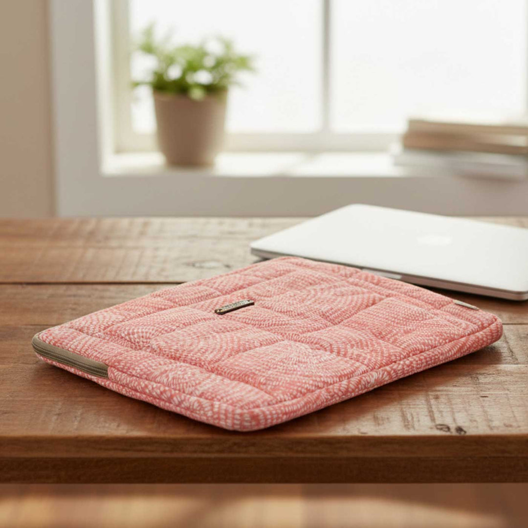 Handmade Sustainable Pink Spiral Laptop Sleeve