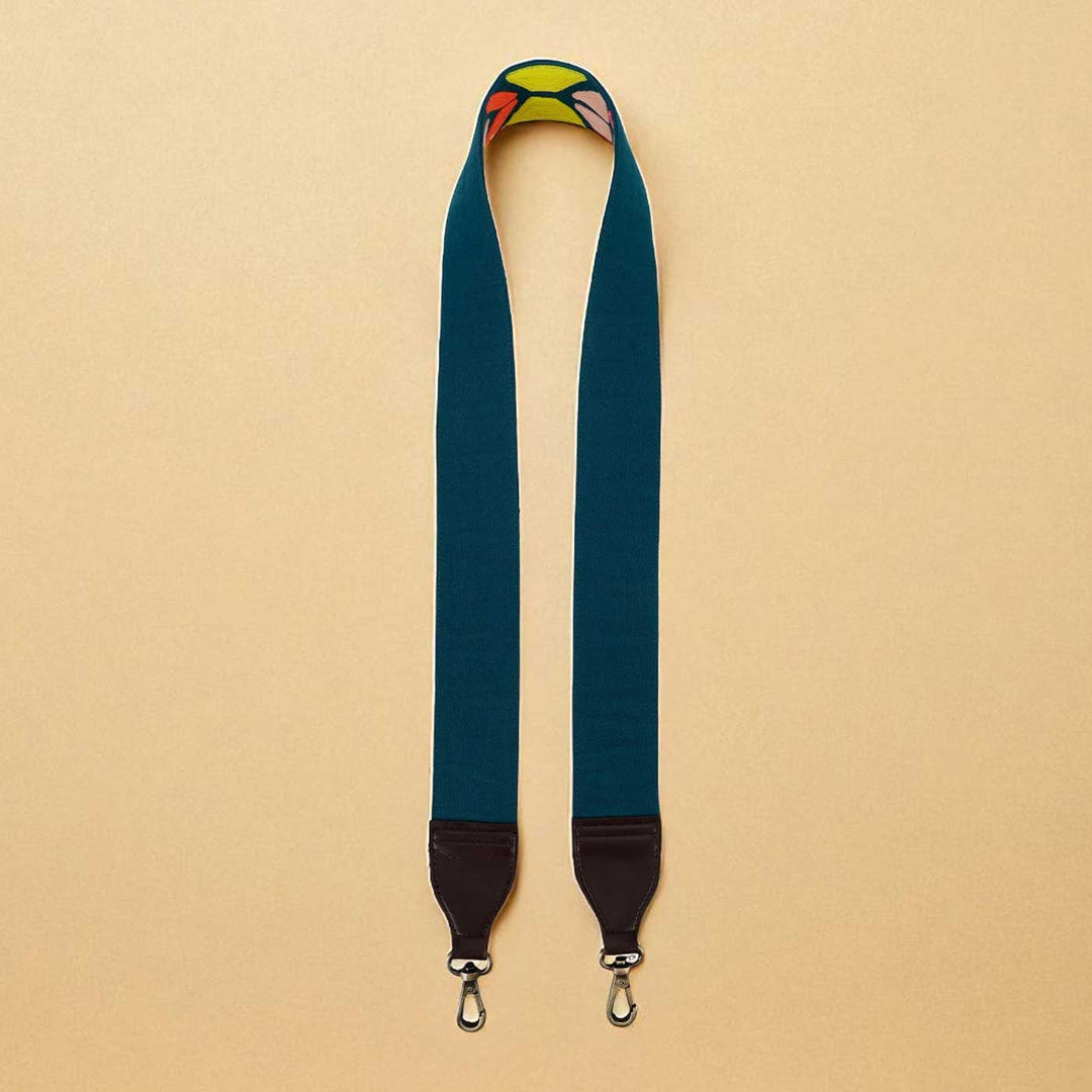 Handmade Teal Colorful Design Canvas Bag Strap