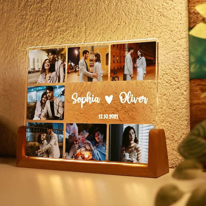 Photo Personalized Printed Collage Design Acrylic Table Lamp