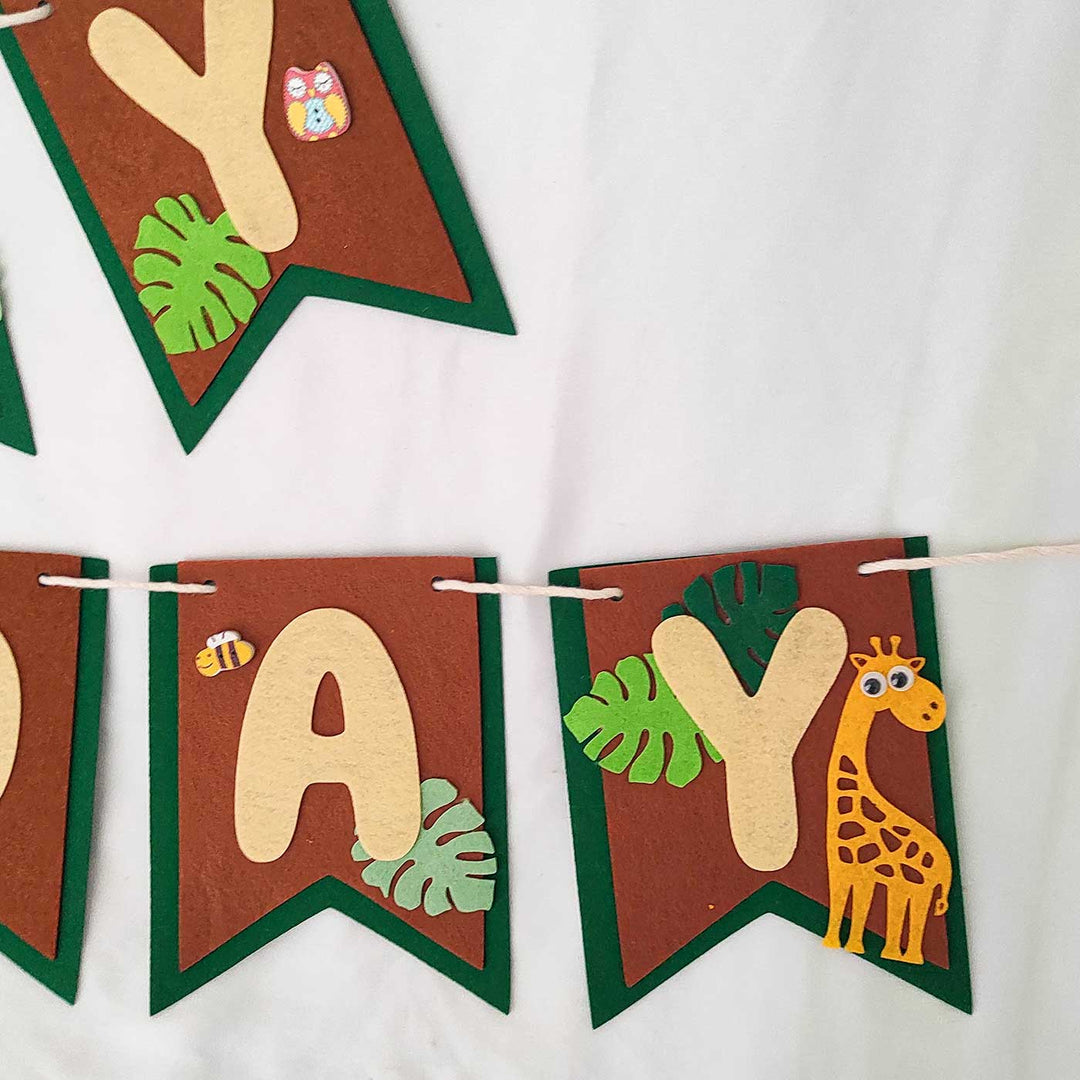 Handmade Jungle Safari Theme Felt Happy Birthday Banner