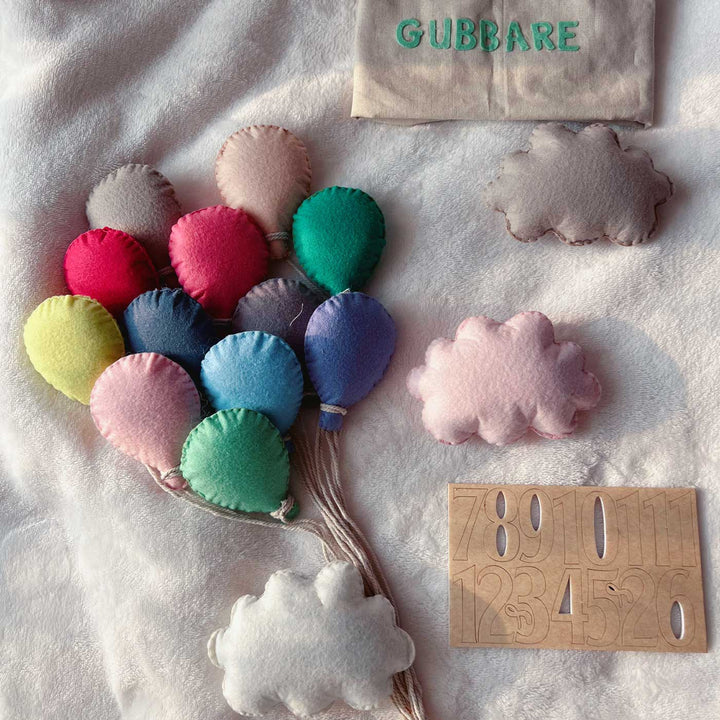 Gubbare Balloons Theme Birch Wood Baby Milestone Markers For Newborn Photoshoot