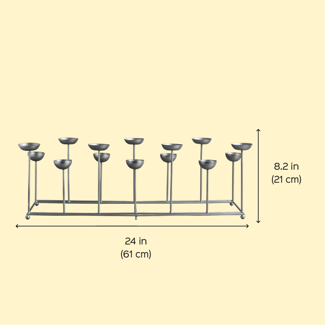 24 Inch | Decorative Large 2 Row Metal Tealight Holder