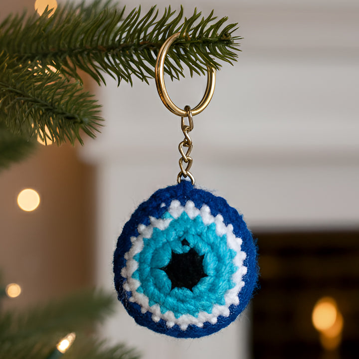 Handmade Crochet Evil Eye Ornament For Christmas Decoration